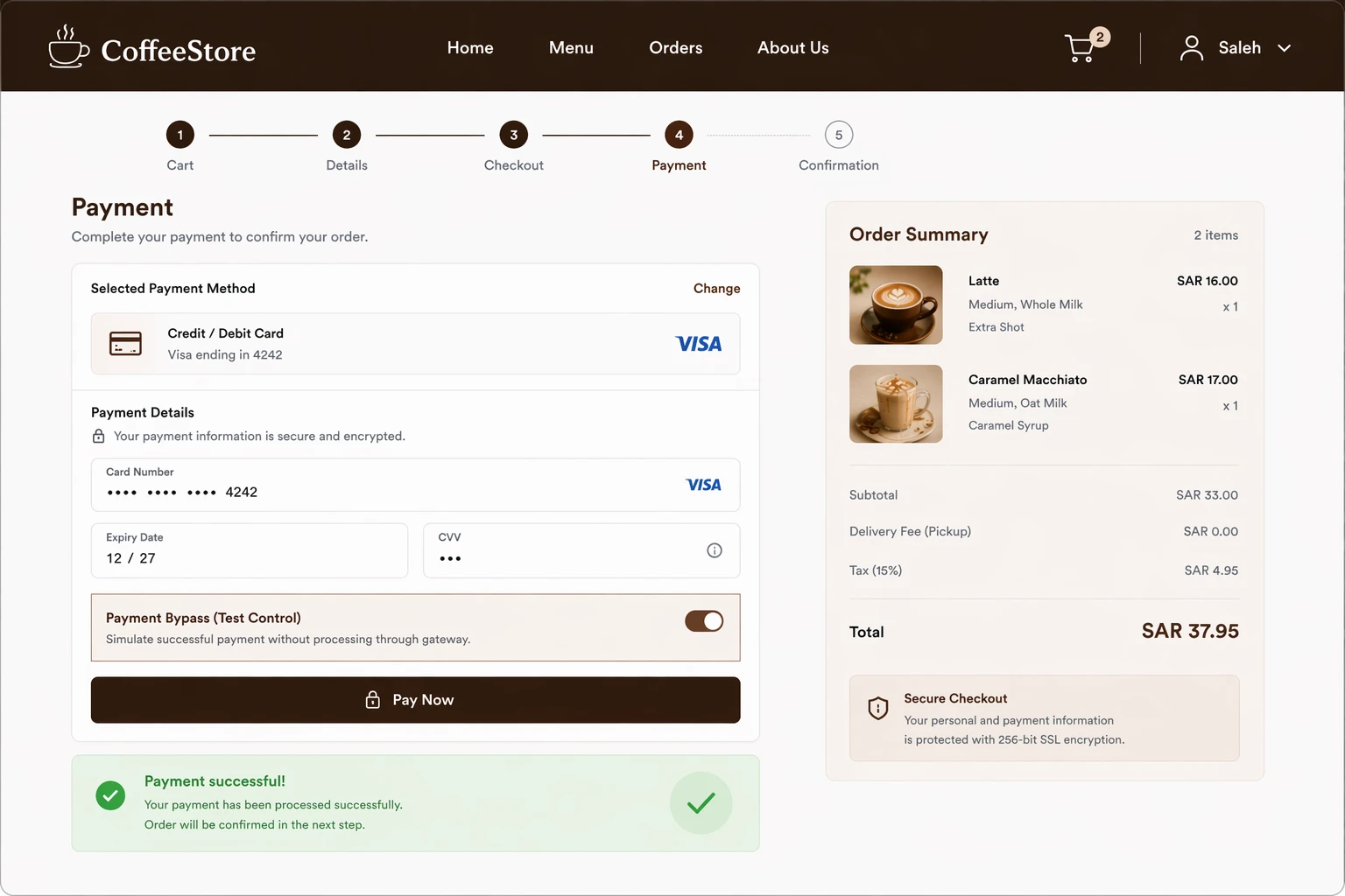 Secure E-Commerce Ordering POC — ASP.NET Core — screenshot